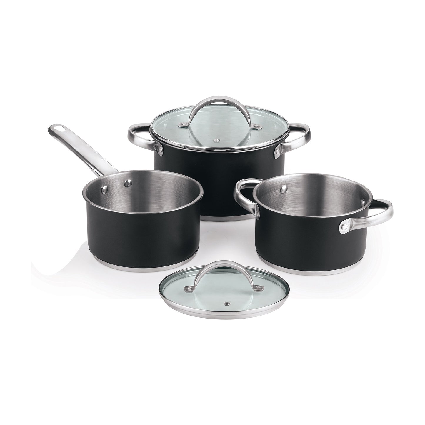 Bateria De Cocina 5 Pzs (2 Cacerolas C/tapa + Cazo) Acero C/revestimineto Htr Ind Ronda_2