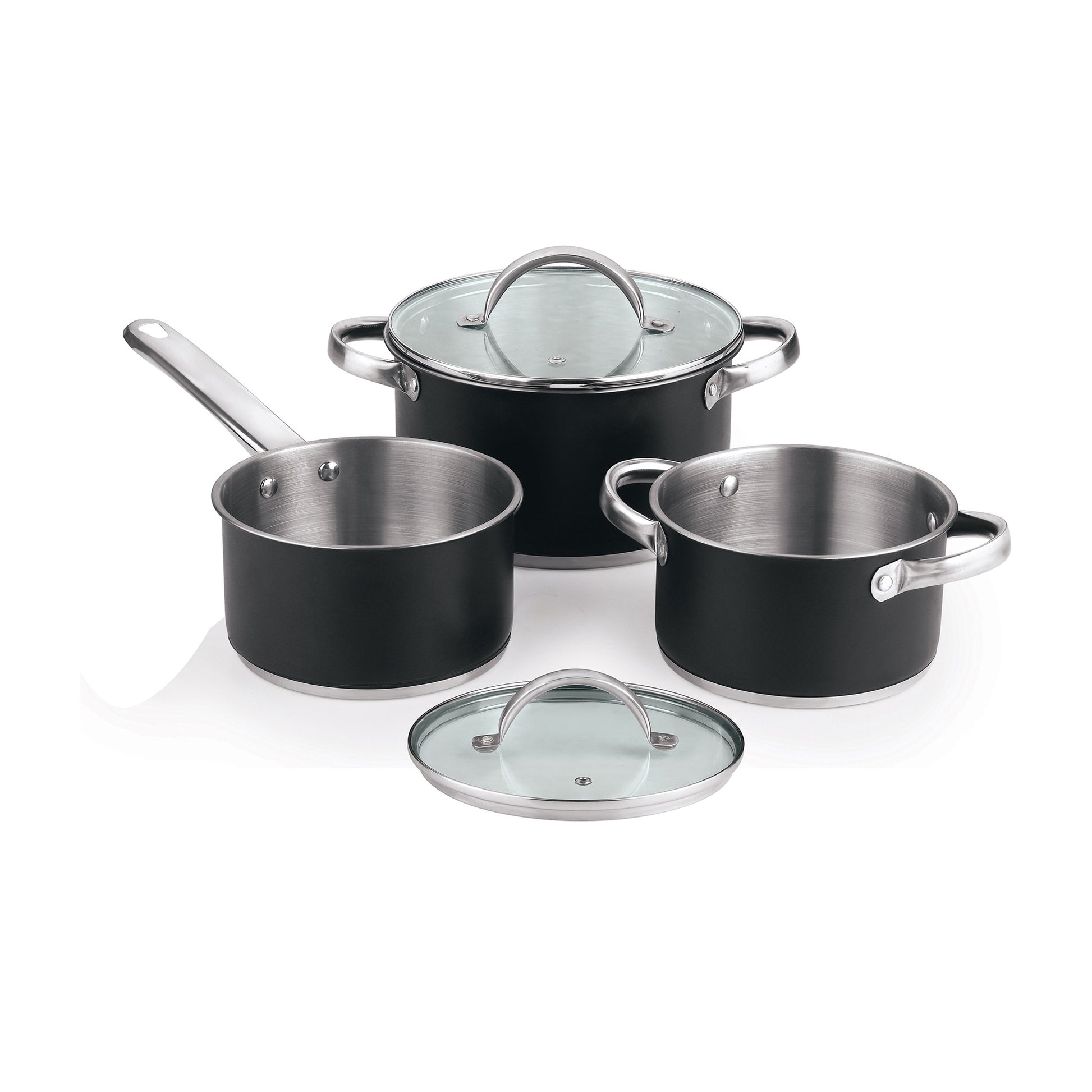Bateria De Cocina 5 Pzs (2 Cacerolas C/tapa + Cazo) Acero C/revestimineto Htr Ind Ronda_2