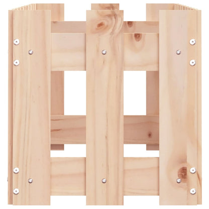 Arriate Elevado Jardín Con Valla Madera Maciza Pino 100x30x30cm_5