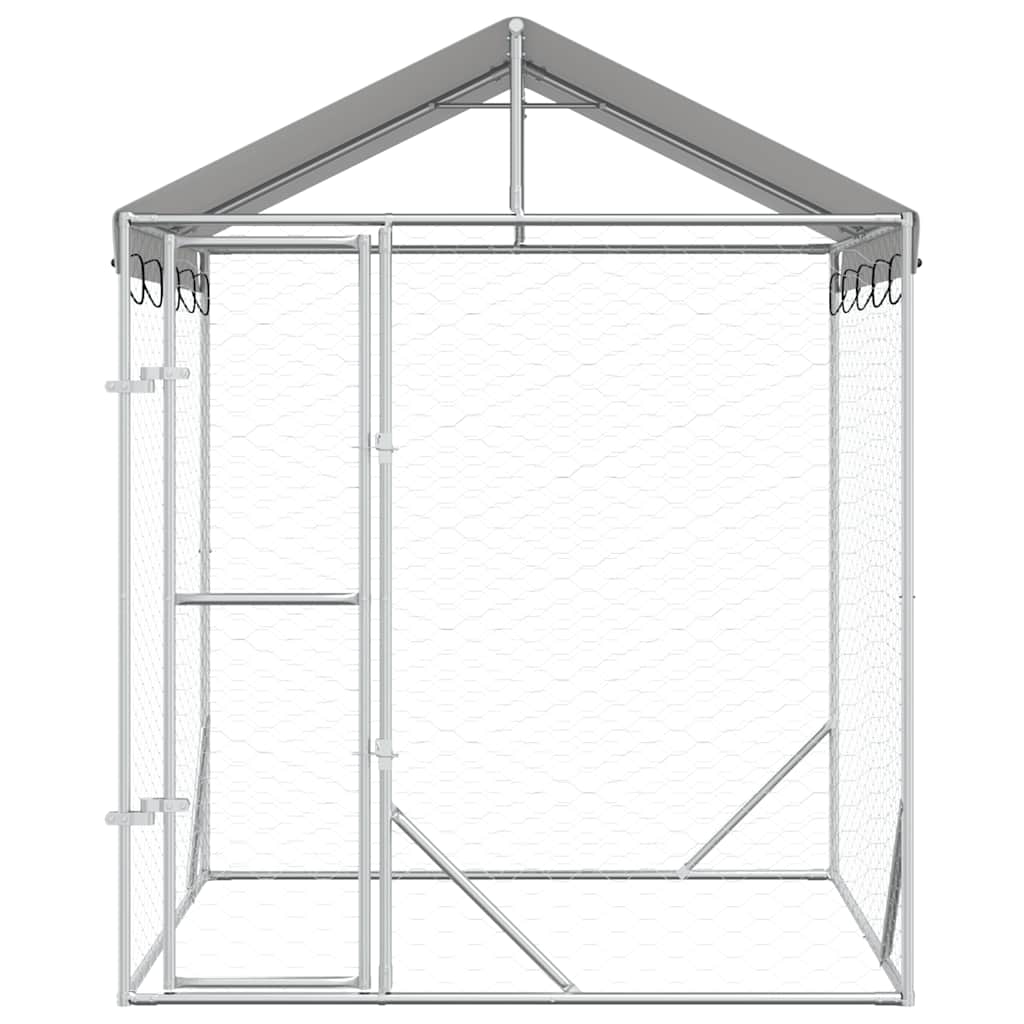 Perrera De Exterior Con Toldo Acero Galvanizado Plata 2x2x2,5 M_3