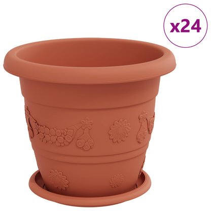 Macetas 24 Uds. Rojo Ladrillo Ø 26 X 21.5 Cm Plástico_0