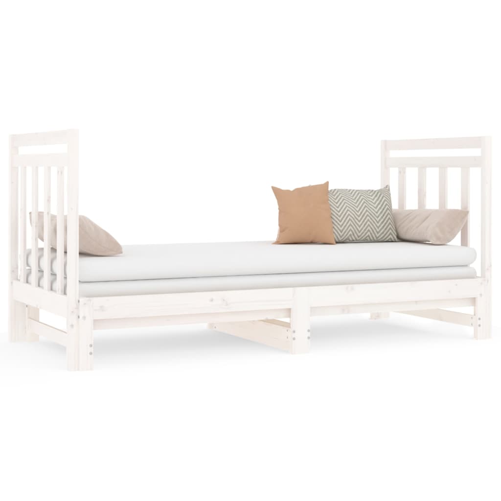 Sofá Cama Extraíble Madera Maciza De Pino Blanco 2x(90x190) Cm / Vetonek_0