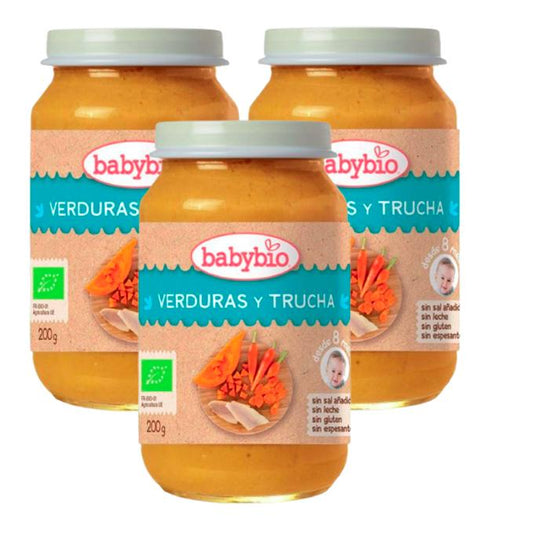 Pacote PROMOCIONAL 3x Menu Tradition Truta Pote 200 g. Babybio