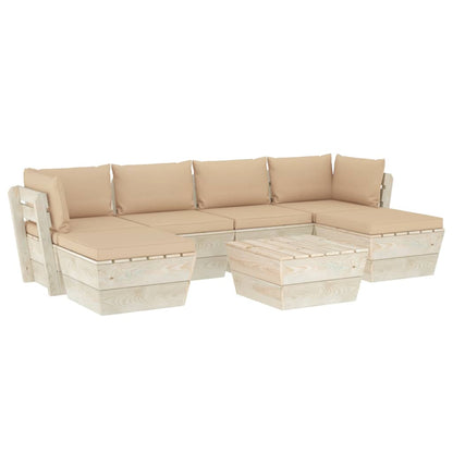 Vidaxl Muebles De Jardín De Palets 7 Piezas Y Cojines Madera De Abeto_0
