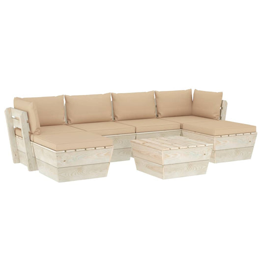 Vidaxl Muebles De Jardín De Palets 7 Piezas Y Cojines Madera De Abeto_0