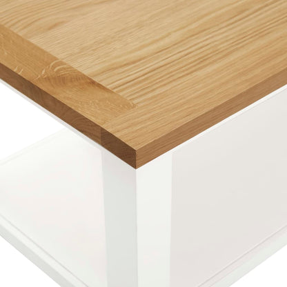 Mesa De Centro De Madera Maciza De Roble 110x55x40 Cm_3