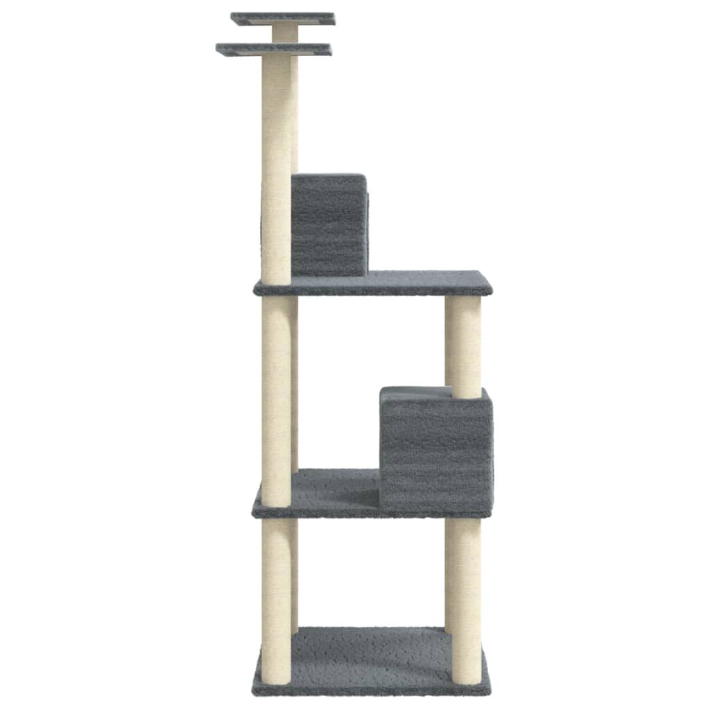 Vidaxl Rascador Para Gatos Con Postes De Sisal Gris Oscuro 141 Cm_4