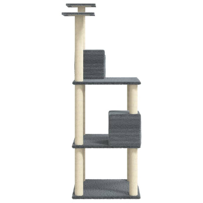 Vidaxl Rascador Para Gatos Con Postes De Sisal Gris Oscuro 141 Cm_4