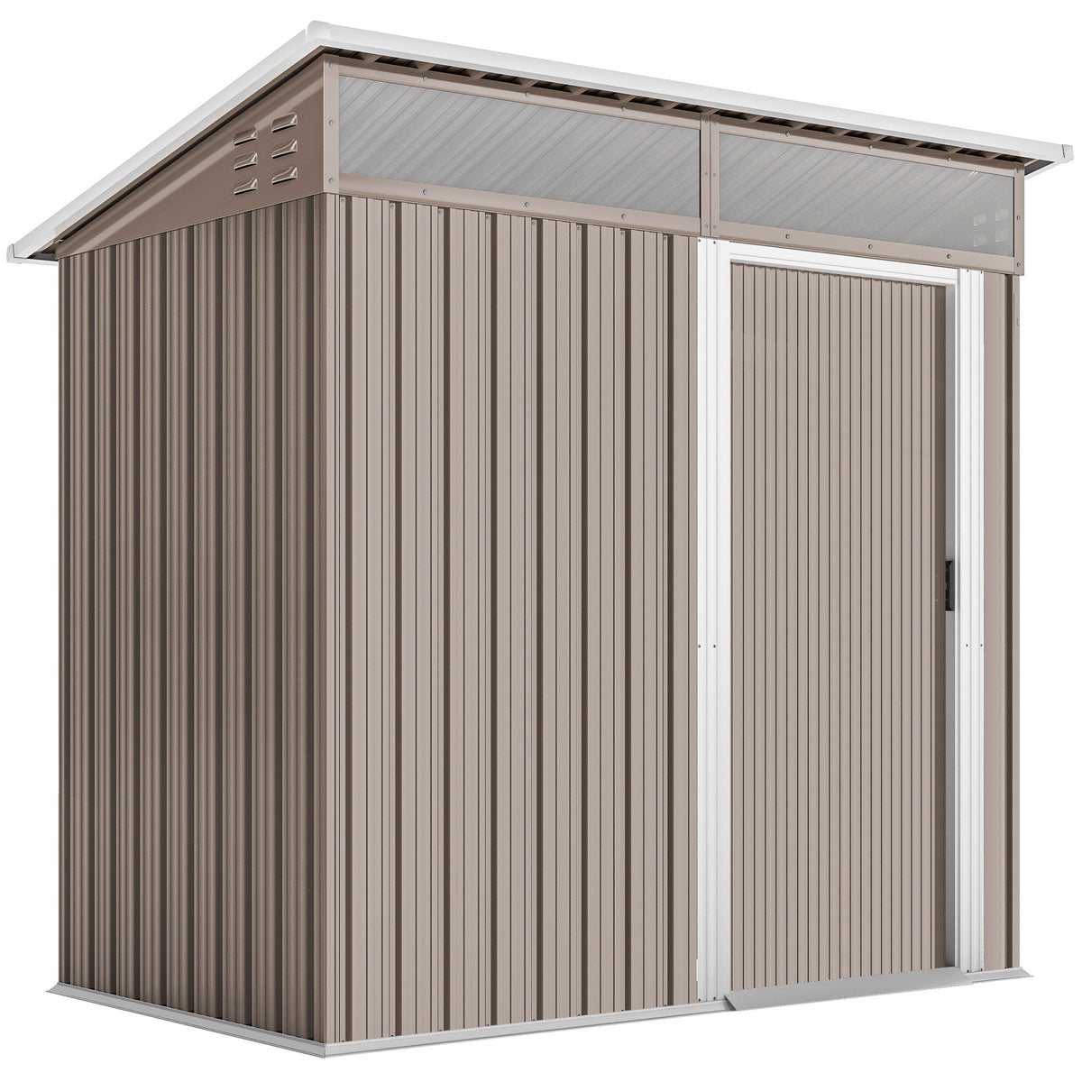 Caseta De Jardín Outsunny Acero Galvanizado Marrón 195x122x182 Cm_0