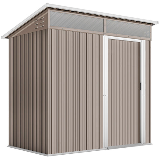 Caseta De Jardín Outsunny Acero Galvanizado Marrón 195x122x182 Cm_0