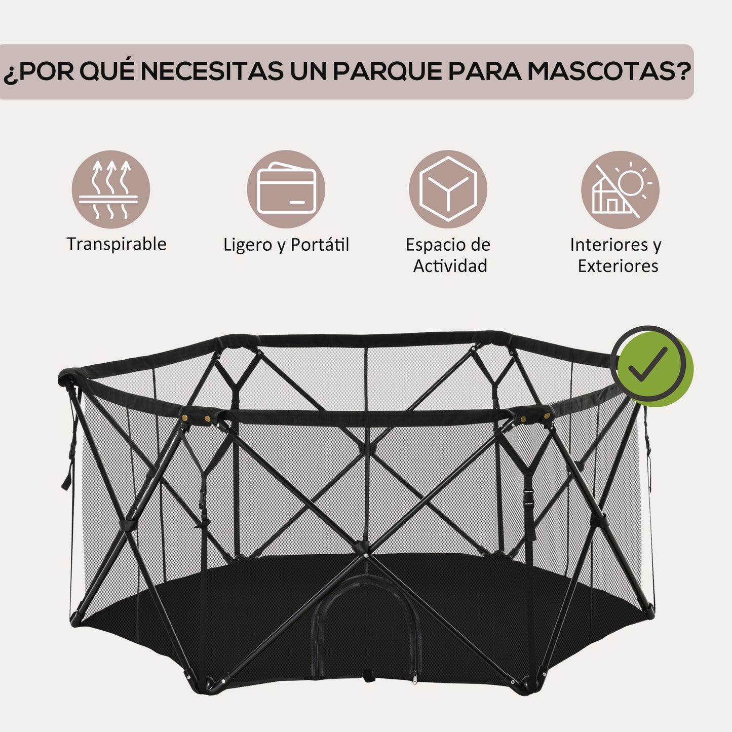 Pawhut Parque Para Mascotas Plegable Acero Con Bolsa De Transporte 148x134x67 Cm_5