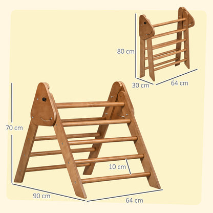 Homcom Triángulo Escalada Para Niños De +3 Años Plegable 90x64x70 Cm Marrón_2