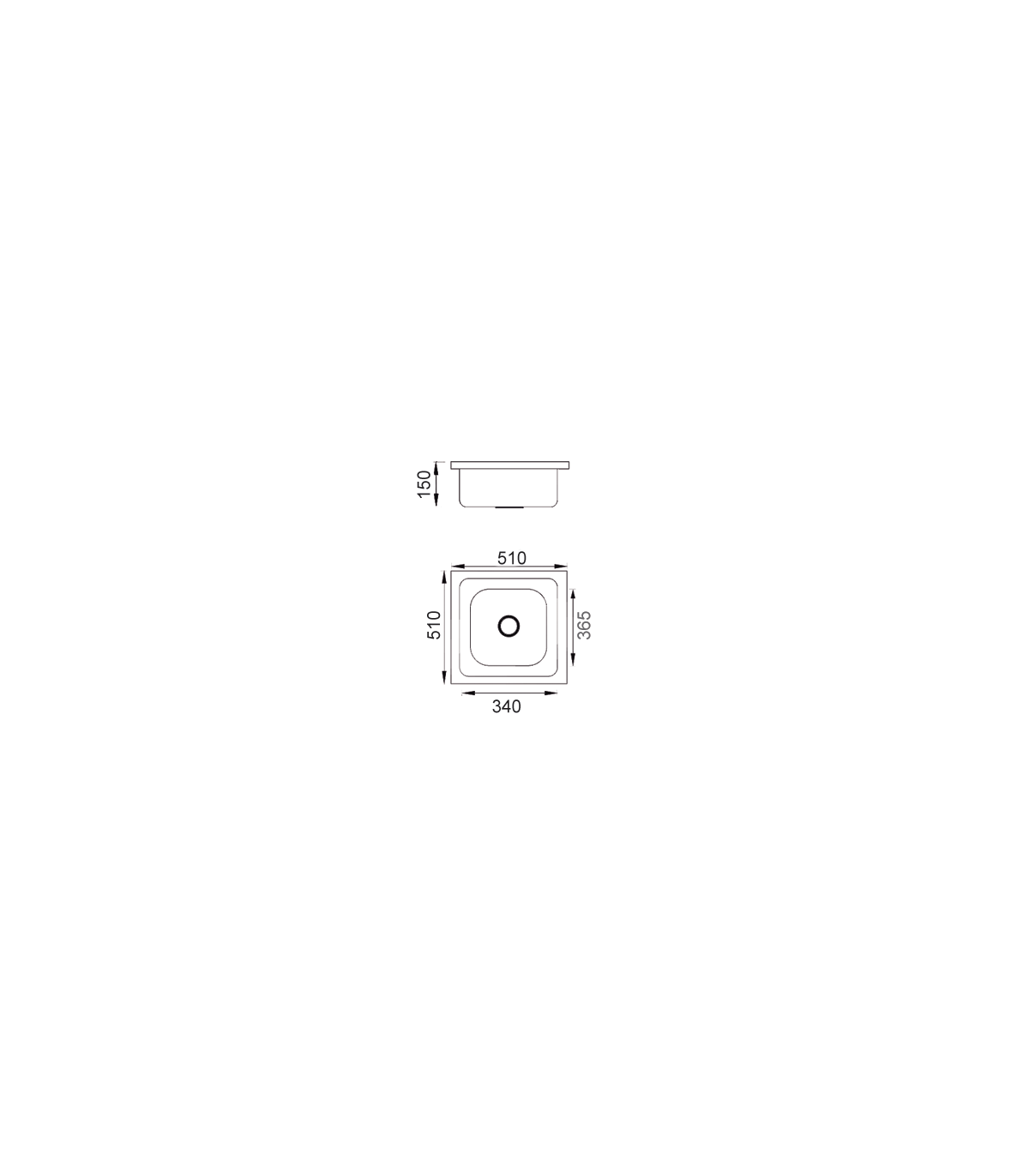 Fregadero De Un Seno Para Mueble Con Orificio Modelo Finlandia, 15 Cm(alto)51-34-36,5 Cm(a_4