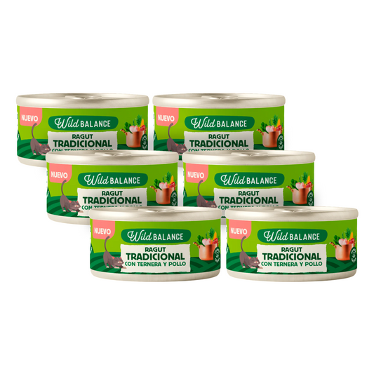 Ragu Tradicional de Carne e Frango Equilíbrio Selvagem para Gatos 6x80g