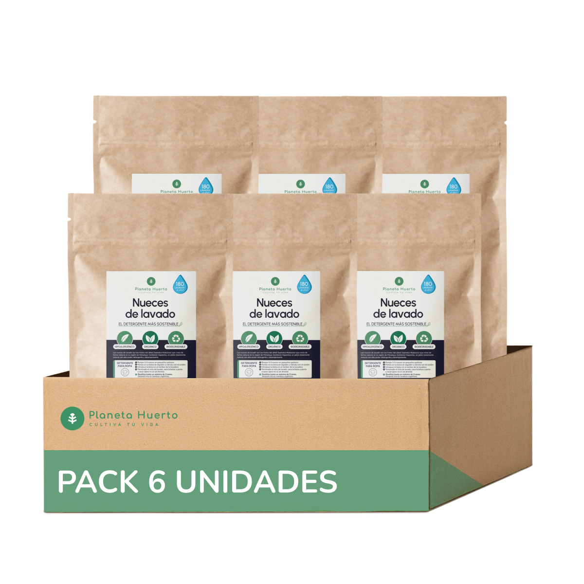 Embalagem de 6 Nozes para Lavar Planeta Huerto 700 gr