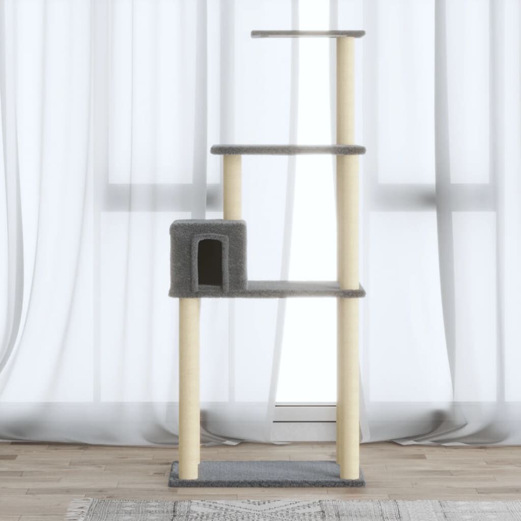 Vidaxl Rascador Para Gatos Con Postes De Sisal Gris Claro 147 Cm_1