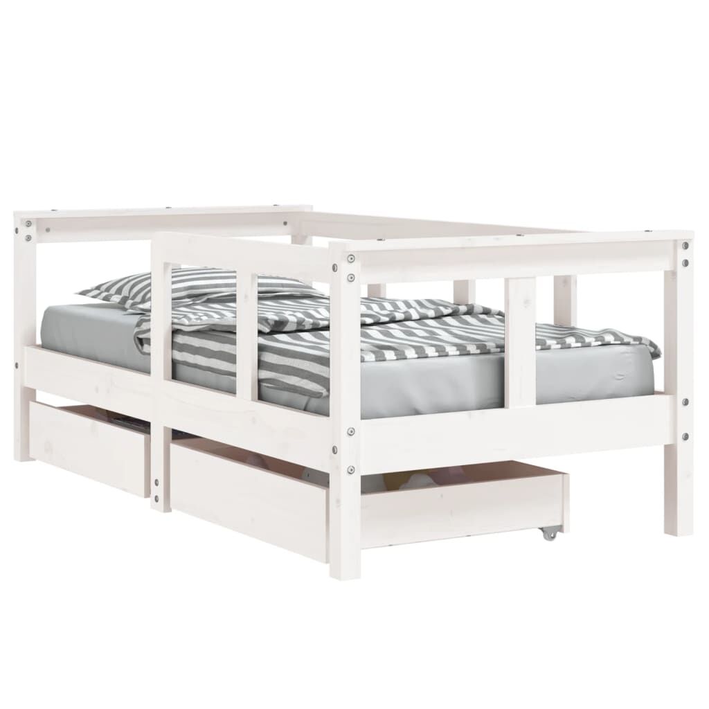 Vidaxl Estructura Cama Niños Con Cajones Madera Pino Blanco 70x140 Cm_0