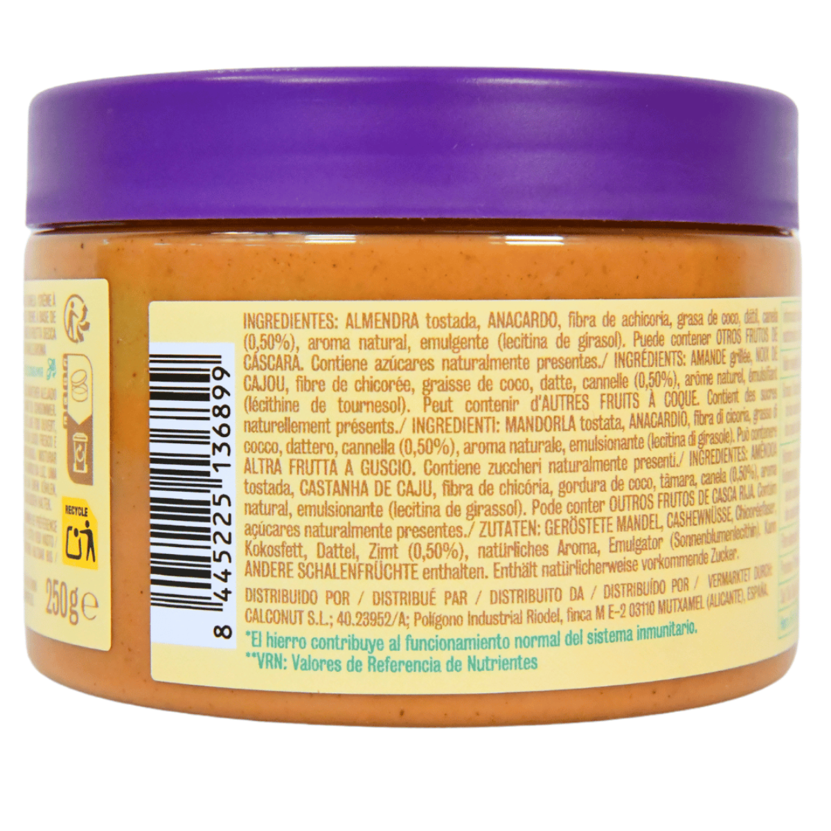Creme de amêndoa e caju com sabor a baunilha e canela 250 g Realfooding