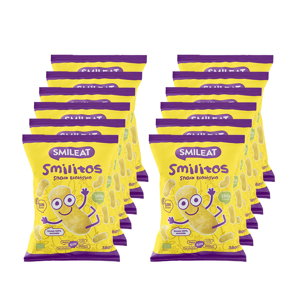 Embalagem de 12 Smilitos, minhocas orgânicas Smileat, 38g