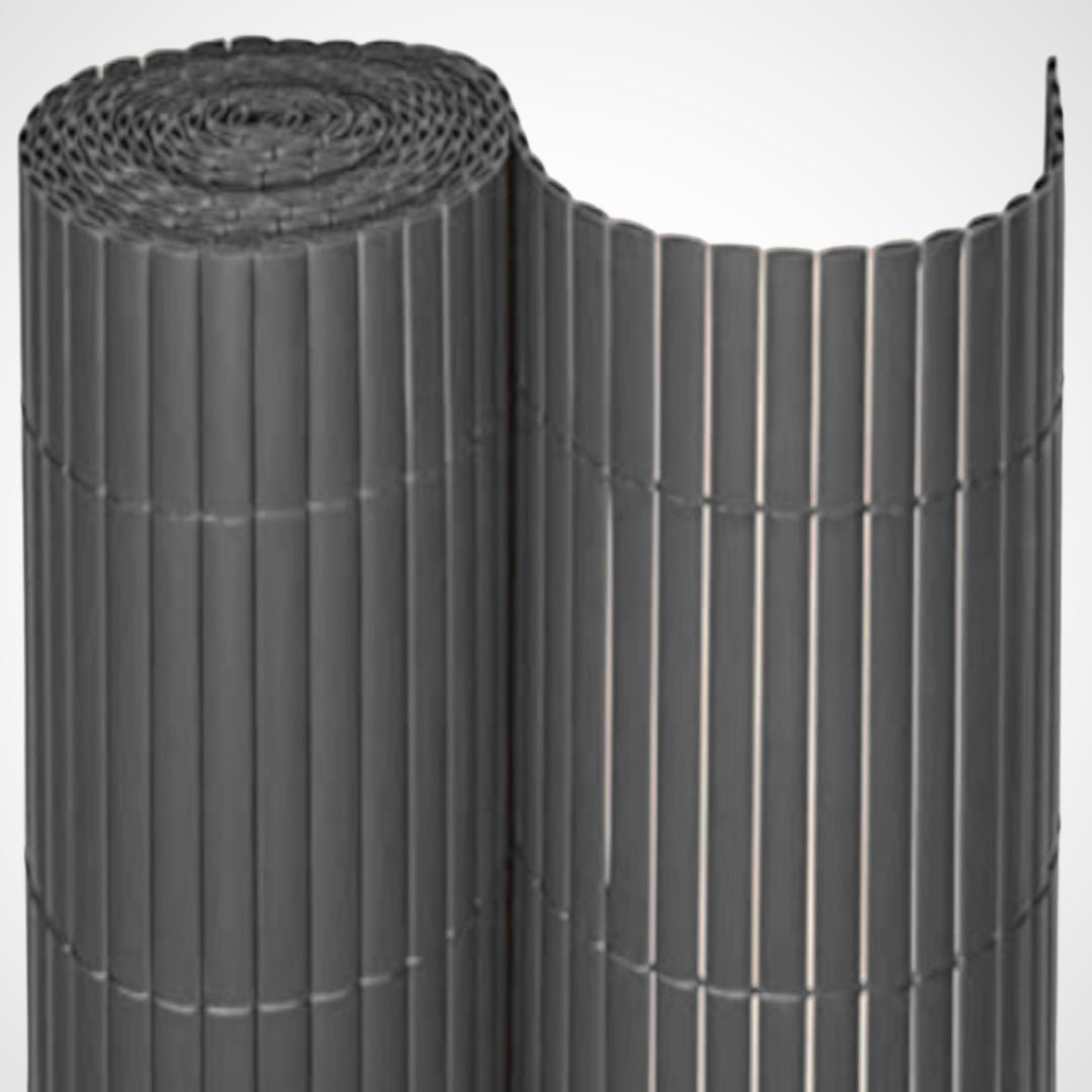 Cañizo Pvc Doble Cara| 1,5x3 M| Color Gris| Lamas 11 Mm| Composición 100% Pvc| Bridas Sujeción Incluidas_0