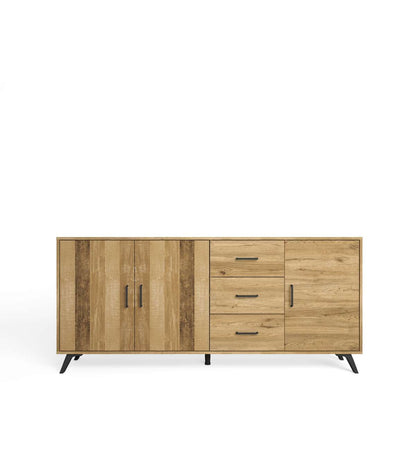Mueble Aparador Nora 3 Puertas 3 Cajones Acabado Natural, 180.5cm(ancho) 81cm(alto) 40cm (_0