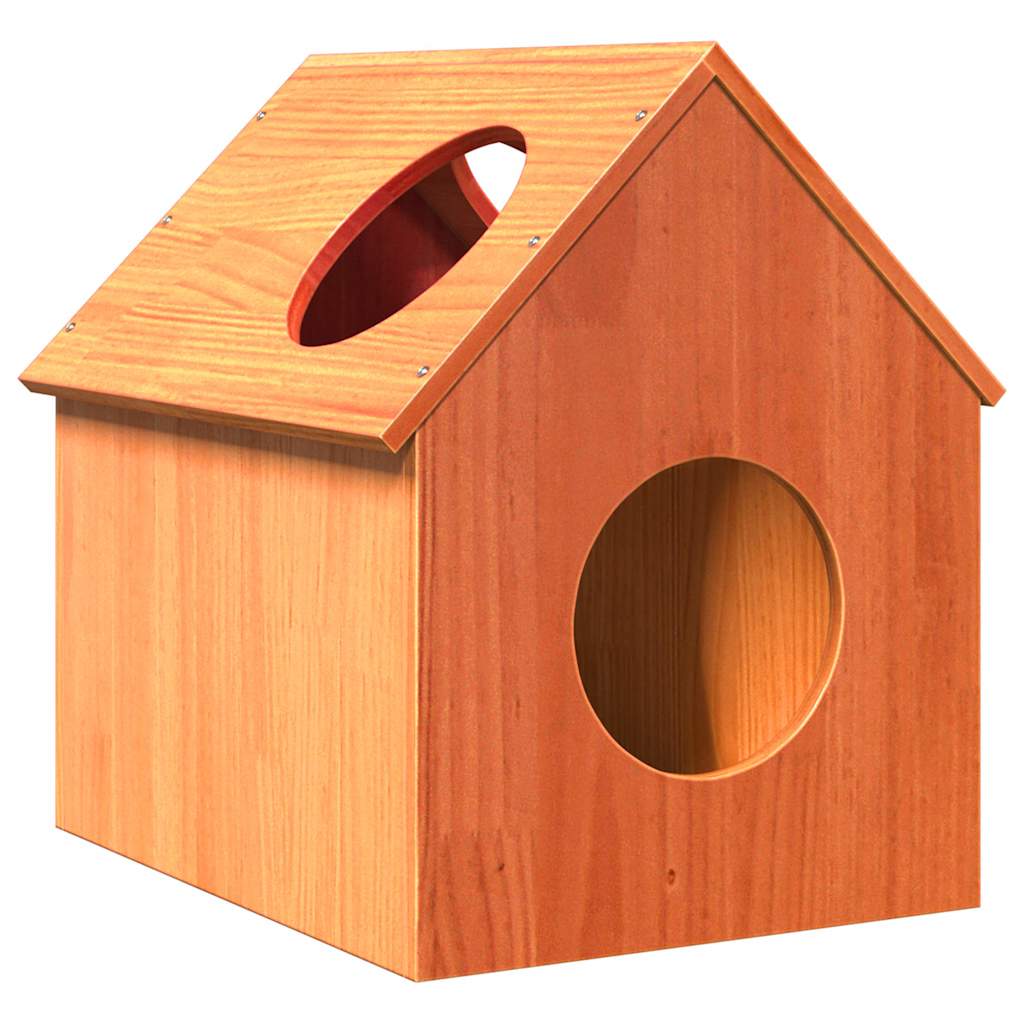 Casa Para Gatos Cera Marrón 41x50x50 Cm Madera Maciza Pino_1