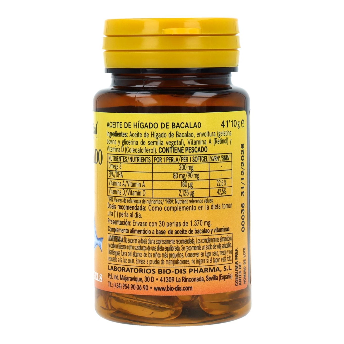 Óleo de fígado de bacalhau 1000 mg 30 pérolas