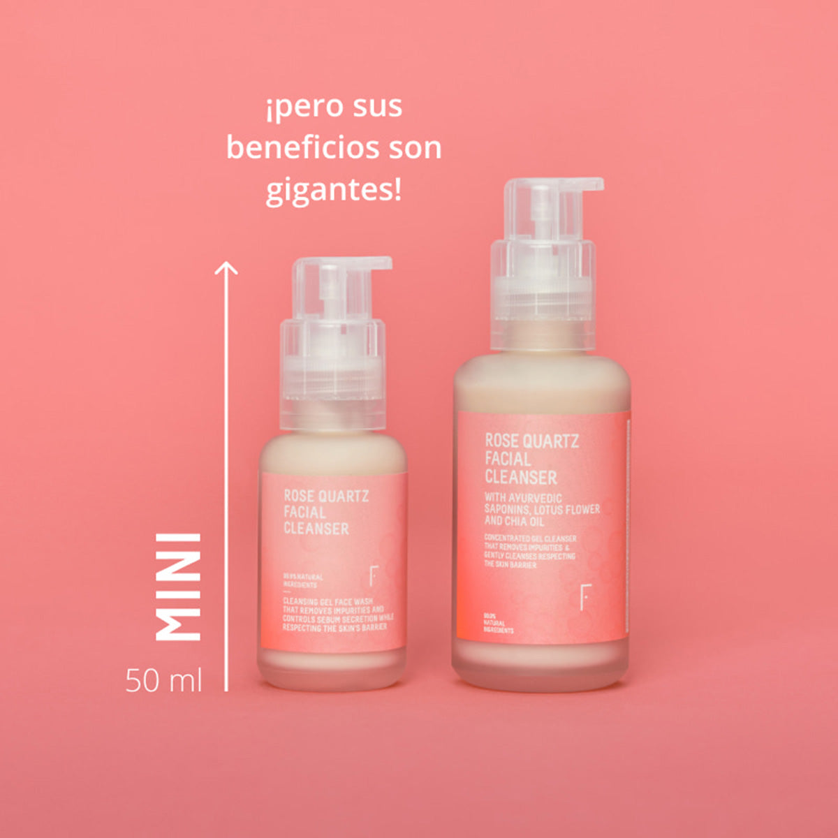 Tamanho mini - Limpador facial de quartzo rosa, Freshly Cosmetics, 50 ml