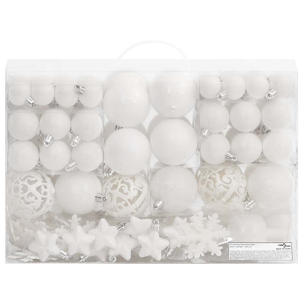 Vidaxl Juego De Bolas De Navidad 111 Pzas Poliestireno Blanco_0