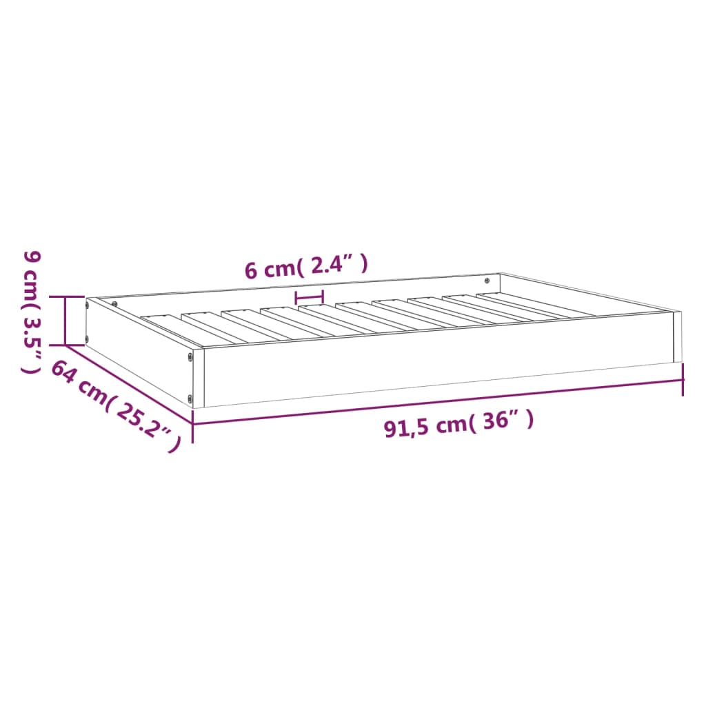 Cama Para Perros Madera Maciza Pino Marrón Miel 91,5x64x9 Cm / Vetonek_3