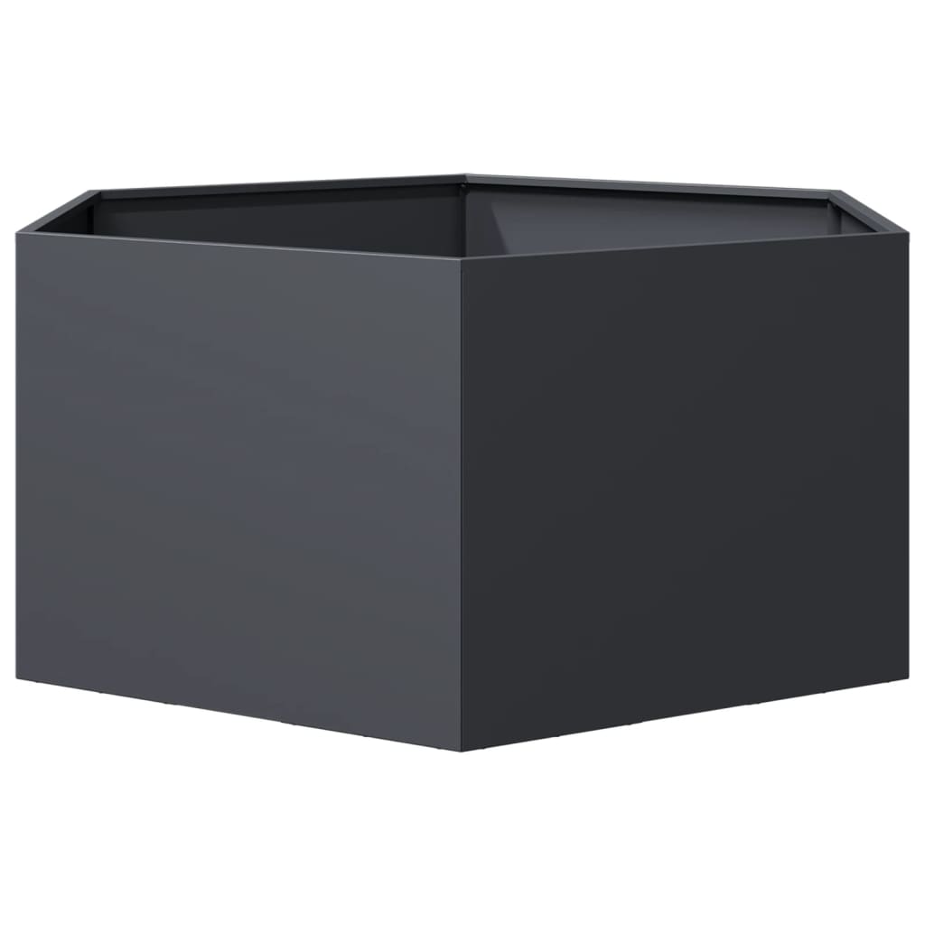 Jardinera Hexagonal De Acero Gris Antracita 104x90x45 Cm_3
