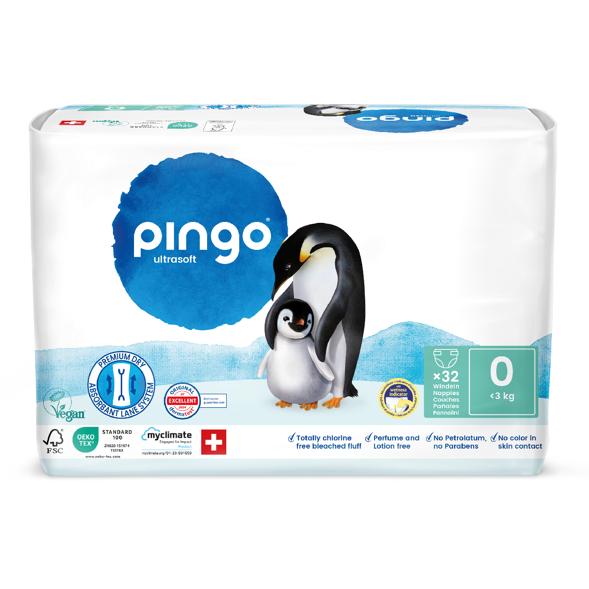 Pañales T0 (XS <3 kg) Kg) Pingo 32 Uds