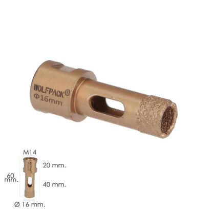 Corona Diamante Para Amoladora Ø 16 Mm. Conexión Rosca M14. Corte Seco_1
