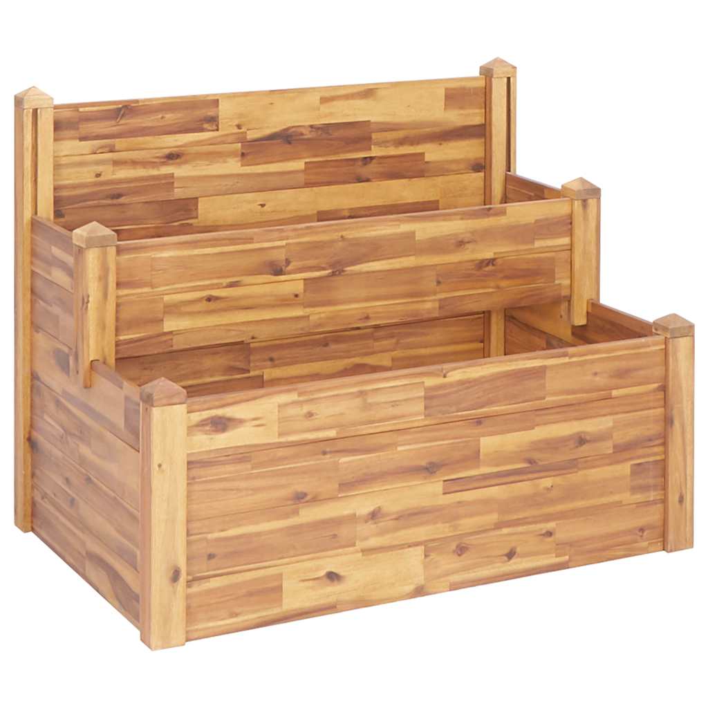 Jardinera De 2 Niveles Madera Maciza De Acacia 110x75x84 Cm_0
