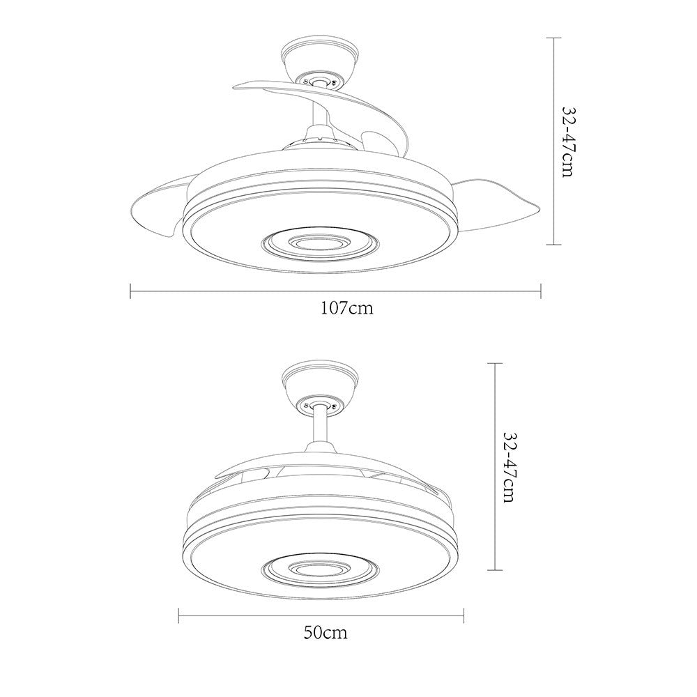 Ventilador Dc Noto 72w 6120lm Cromo 3asp.desp.108d 3 Colores+rgb Bluetooth, Remoto, Memoria Y Altavoz_2