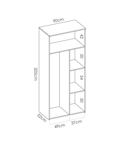 Armario Ropero 2 Puertas Abatibles Santisteban Blanco/natural, 205 Cm(alto) 90 Cm(ancho) 5_4
