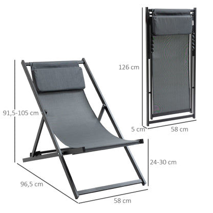 Outsunny Conjunto De 2 Tumbonas Reclinables Y Plegables 58x96.5x91.5cm Gris_2