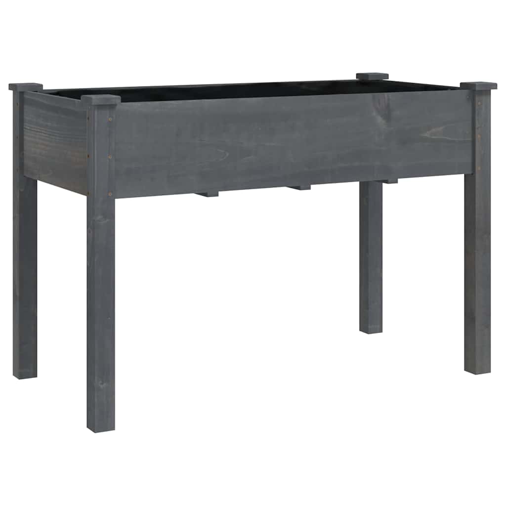 Jardinera Con Ruedas Y Forro Madera De Abeto Gris 118x59x80 Cm_2