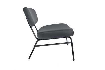 Sillón Reclinable Bajo Sentado Salón Tela Gris Patas De Metal Negro Vintage 66x65x67,5cm- Muebles De Salón_2