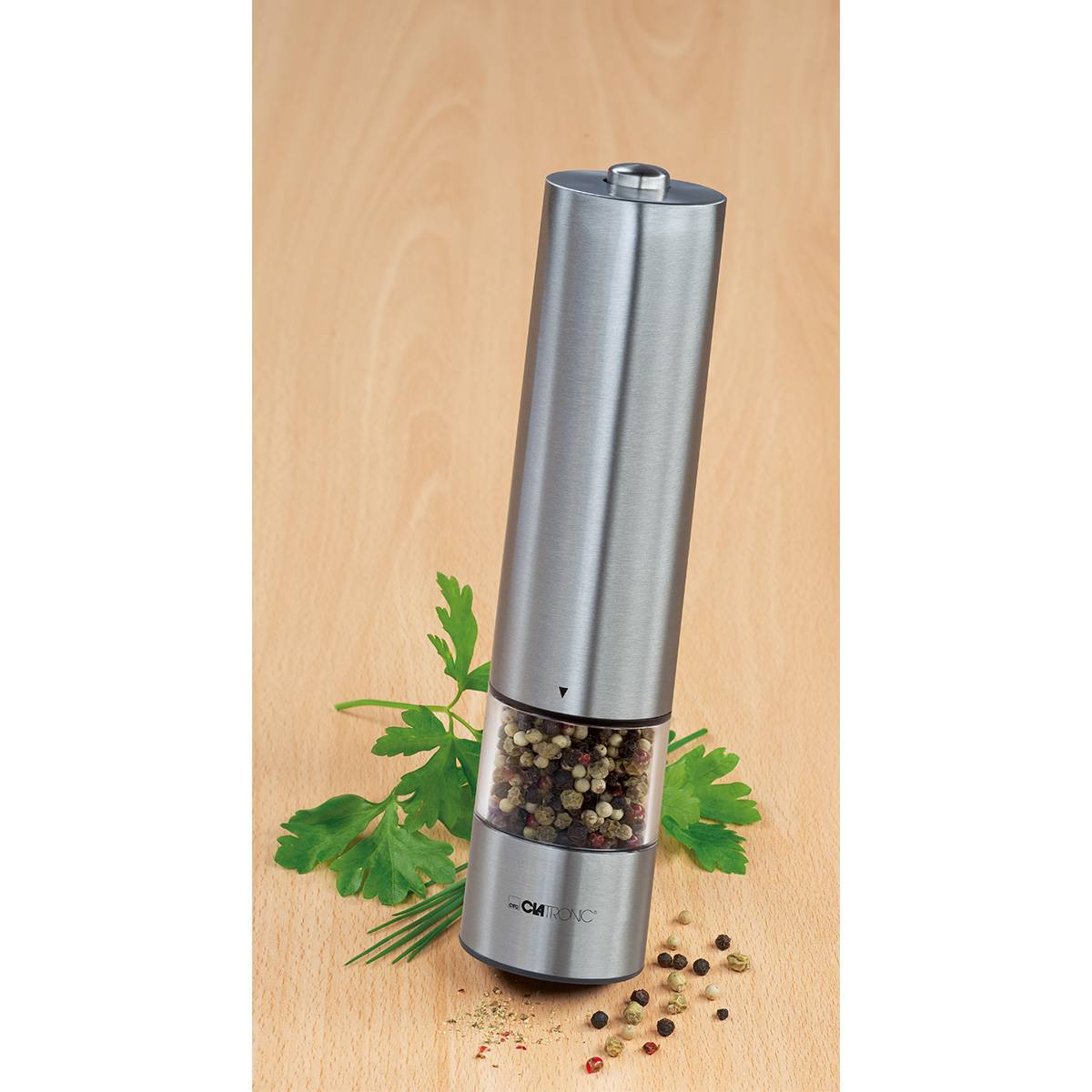 Pimentero Salero, Molinillo Cuchillas Cerámicas Alta Precisión, Carcasa Acero Inox, Incluye Luz Clatronic Cla-psm3004n, Plata_1
