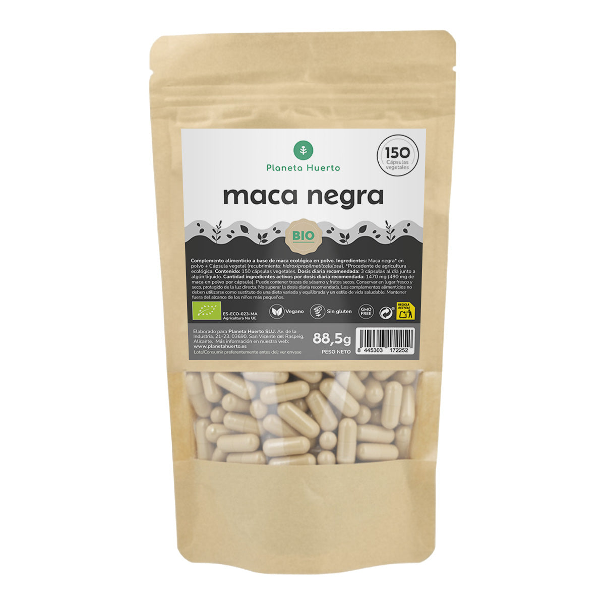 ORGANIC Black Maca Planeta Huerto 150 cápsulas