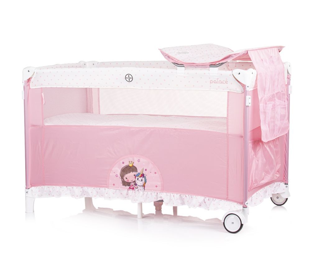 Cuna De Viaje Con Dosel Y Cambiador Palace Princess Pink_2