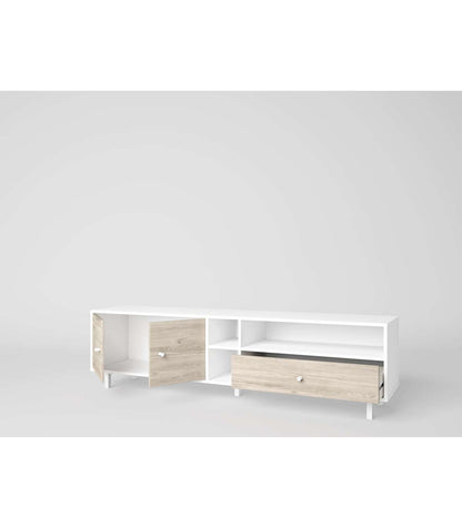 Mueble Para Televisión Modelo Rolan 2 Puertas 1 Cajón Acabado Blanco/sahara, 180cm(ancho_2