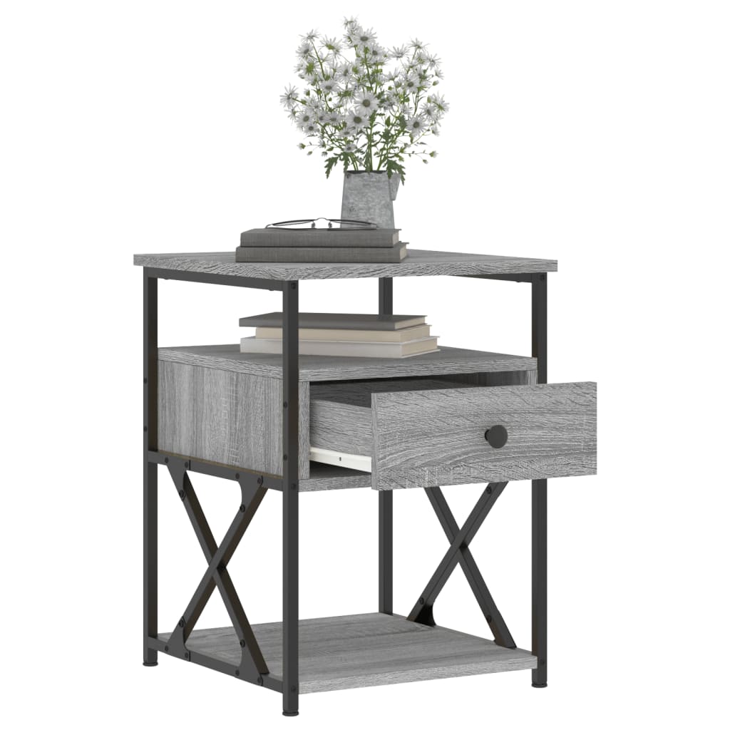 Mesita De Noche Madera De Ingeniería Gris Sonoma 40x42x55 Cm_2
