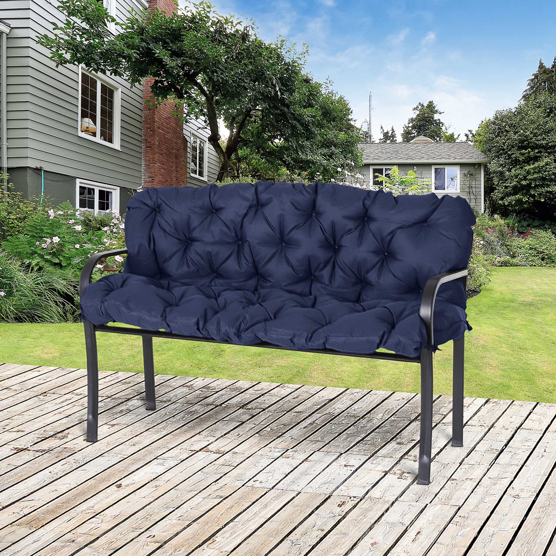 Outsunny Cojín Para Banco 3 Plazas Con Respaldo 150x98x8 Cm Para Jardín Terraza_1
