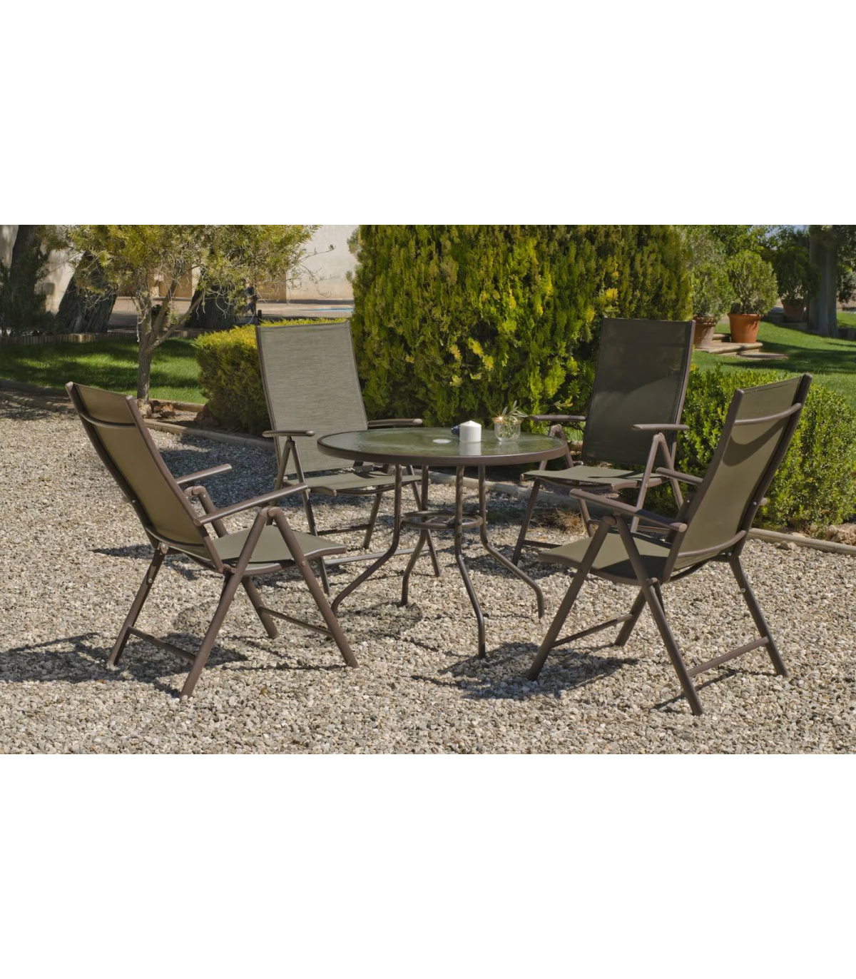 Sillón-tumbona Plegable Acero/textilen Macao-5 Bronce, 100cm(alto) 58cm(ancho) 62/98cm(fo_2