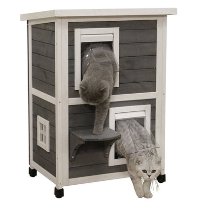 Kerbl Casa Para Gatos De Exterior Family Gris Y Blanco 57x55x80 Cm_5