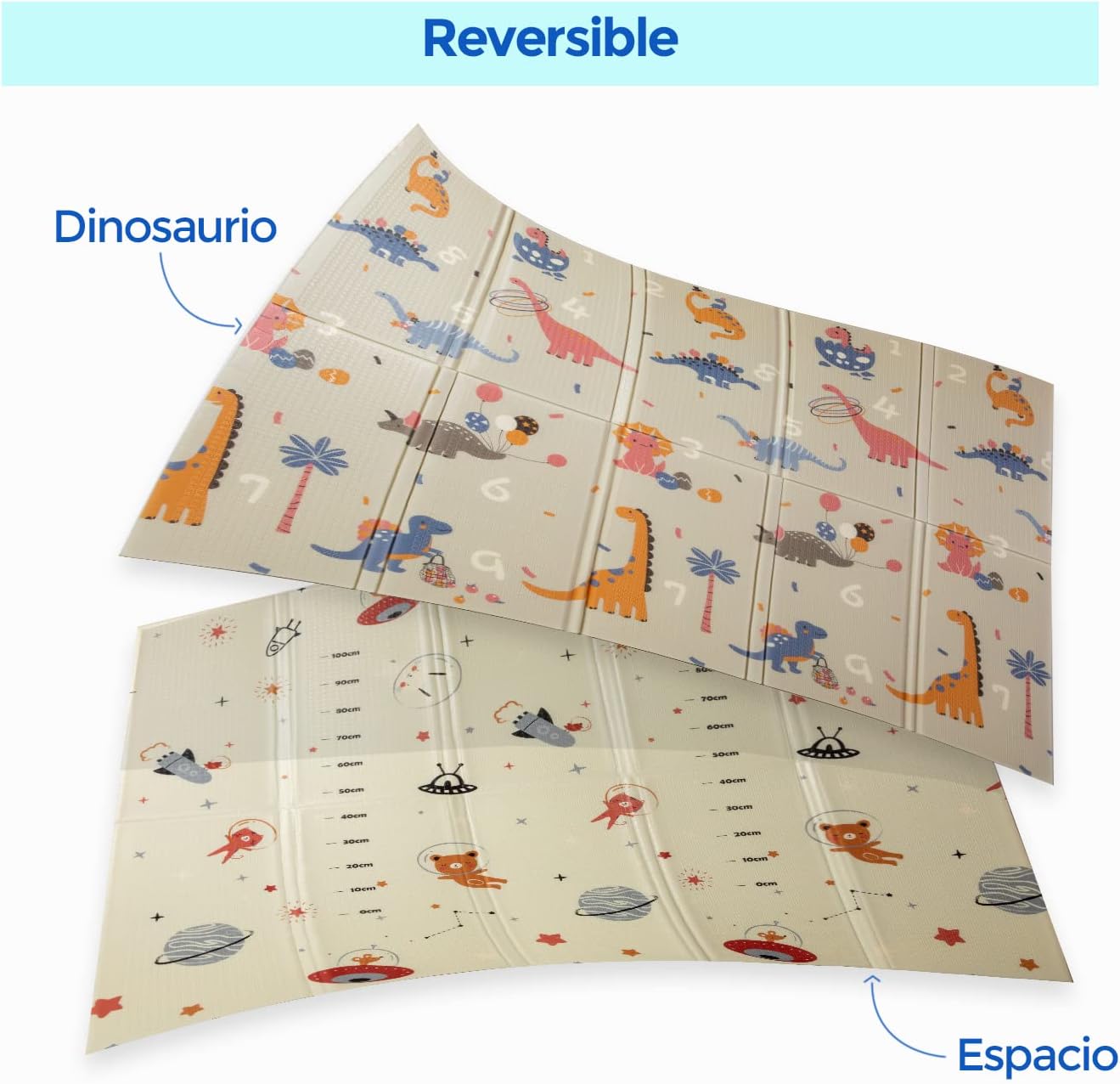 Alfombra Bebe, 1.5cm Grosor, Diseño Infantil, 200 X 180 Cm, Acolchada De Xpe, Reversible_1