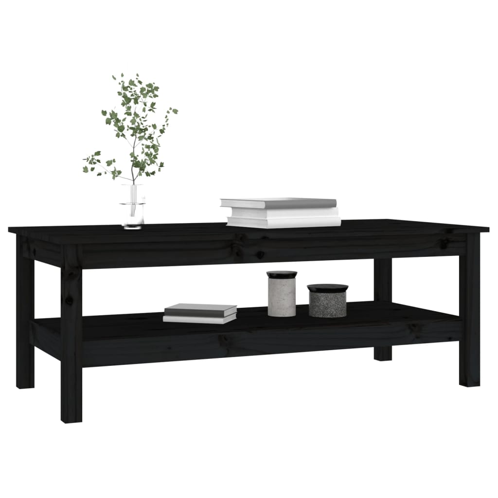Mesa De Centro De Madera Maciza De Pino Negro 110x50x40 Cm_4