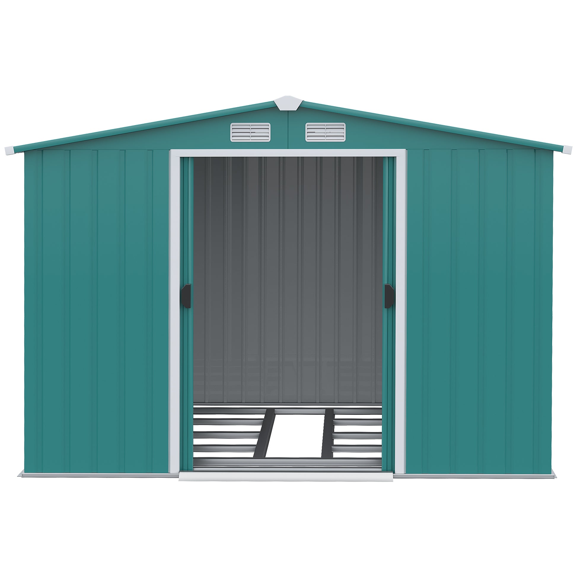 Outsunny Cobertizo De Jardín 260x206x179cm 4,7m² Metálico Con Puertas Correderas_4